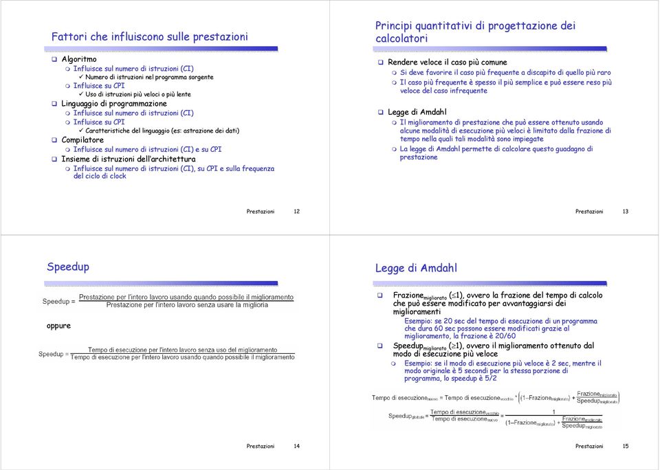 (CI) e su CPI Insieme di istruzioni dell architettura Influisce sul numero di istruzioni (CI), su CPI e sulla frequenza del ciclo di clock Principi quantitativi di progettazione dei calcolatori