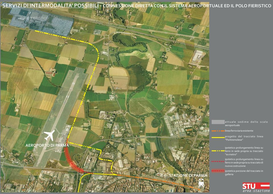 Pontremolese AEROPORTO DI PARMA ipotetico prolungamento linea su ferro in sede propria su tracciato ex metro ipotetico