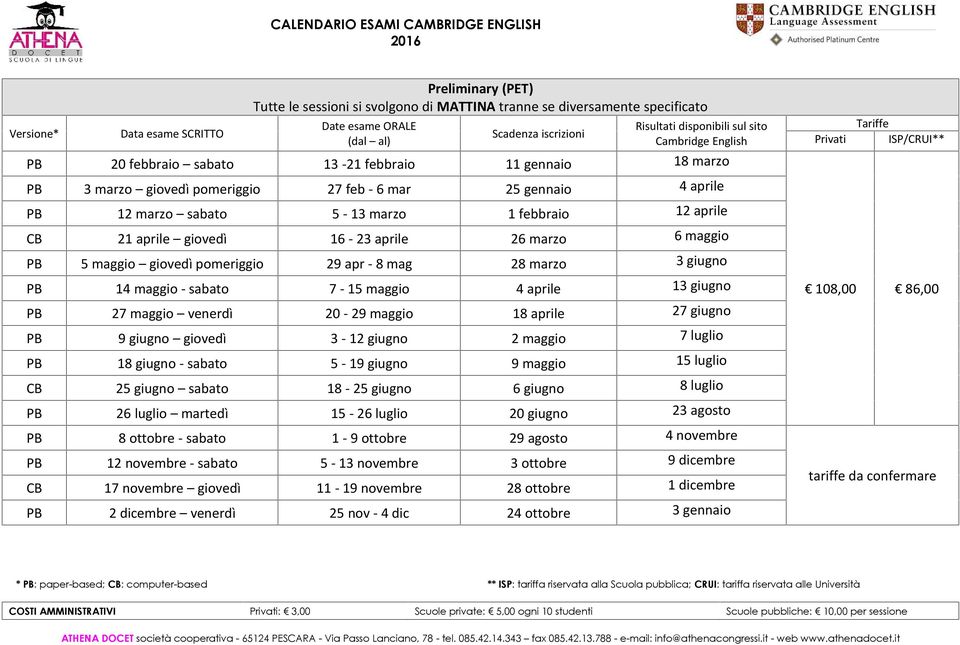 sabato 7-15 maggio 4 aprile 13 giugno PB 27 maggio venerdì 20-29 maggio 18 aprile 27 giugno PB 9 giugno giovedì 3-12 giugno 2 maggio 7 luglio PB 18 giugno - sabato 5-19 giugno 9 maggio 15 luglio CB