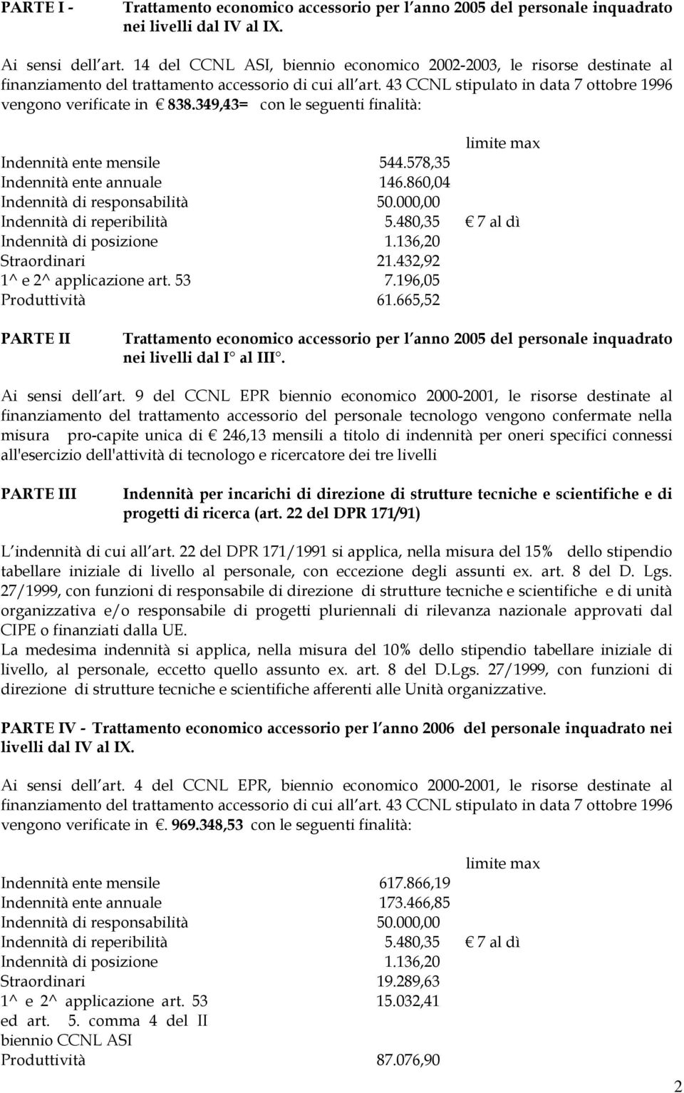 349,43= con le seguenti finalità: limite max Indennità ente mensile 544.578,35 Indennità ente annuale 146.860,04 Indennità di responsabilità 50.000,00 Indennità di reperibilità 5.