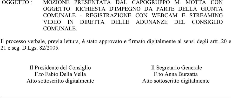 digitalmente ai sensi degli artt. 20 e 21 e seg. D.Lgs. 82/2005.
