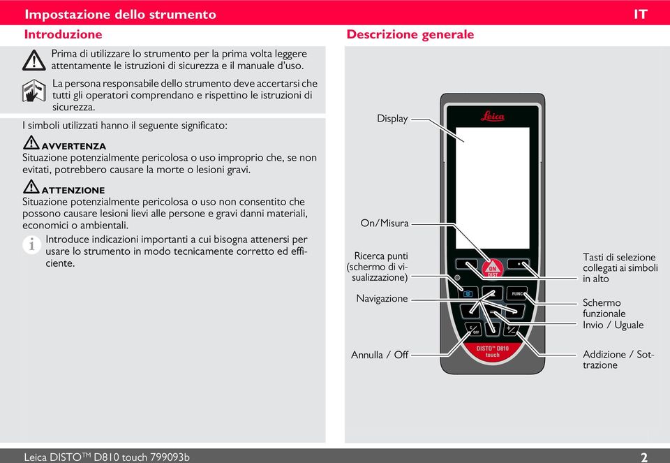 I smbol utlzzat hanno l seguente sgnfcato: AVVERTENZA Stuazone potenzalmente percolosa o uso mpropro che, se non evtat, potrebbero causare la morte o leson grav.