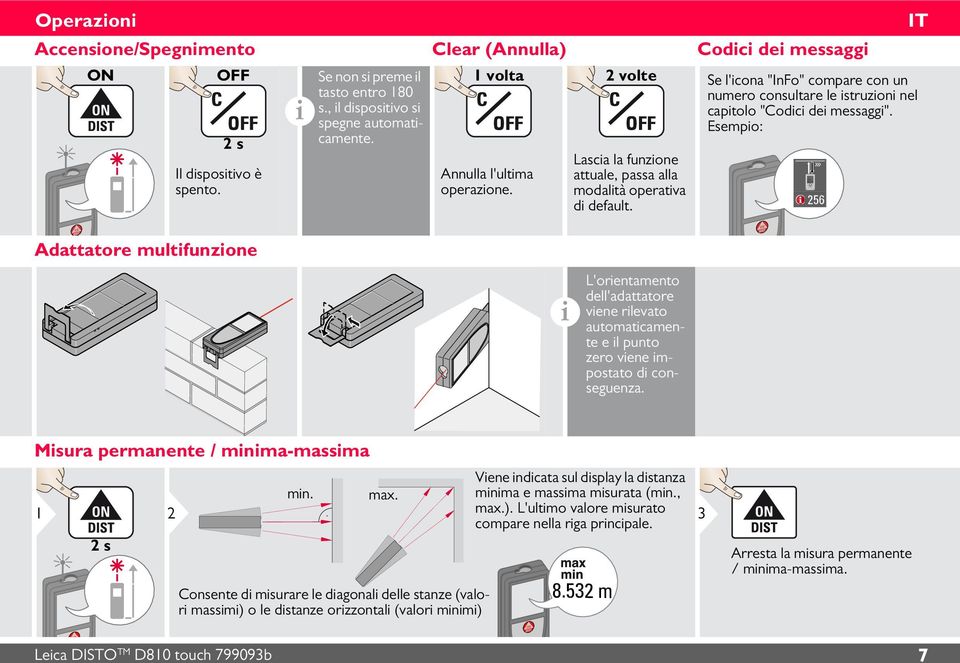 Esempo: L'orentamento dell'adattatore vene rlevato automatcamente e l punto zero vene mpostato d conseguenza. Msura permanente / mnma-massma 1 2 s 2 mn. max.