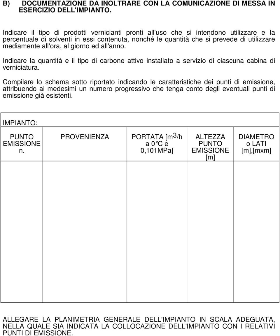 al giorno ed all'anno. Indicare la quantità e il tipo di carbone attivo installato a servizio di ciascuna cabina di verniciatura.