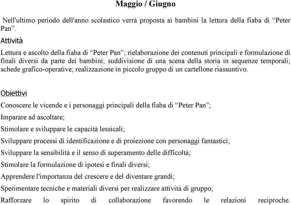 temporali; schede grafico-operative; realizzazione in piccolo gruppo di un cartellone riassuntivo.