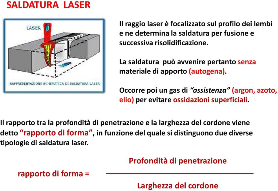 Occorre poi un gas di assistenza (argon, azoto, elio) per evitare ossidazioni superficiali.