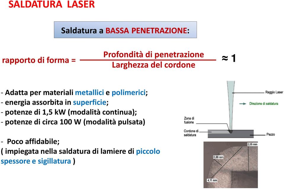 superficie; - potenze di 1,5 kw (modalità continua); - potenze di circa 100 W (modalità