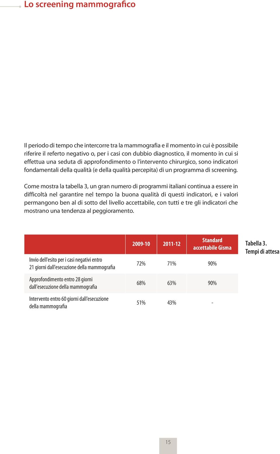 Come mostra la tabella 3, un gran numero di programmi italiani continua a essere in difficoltà nel garantire nel tempo la buona qualità di questi indicatori, e i valori permangono ben al di sotto del