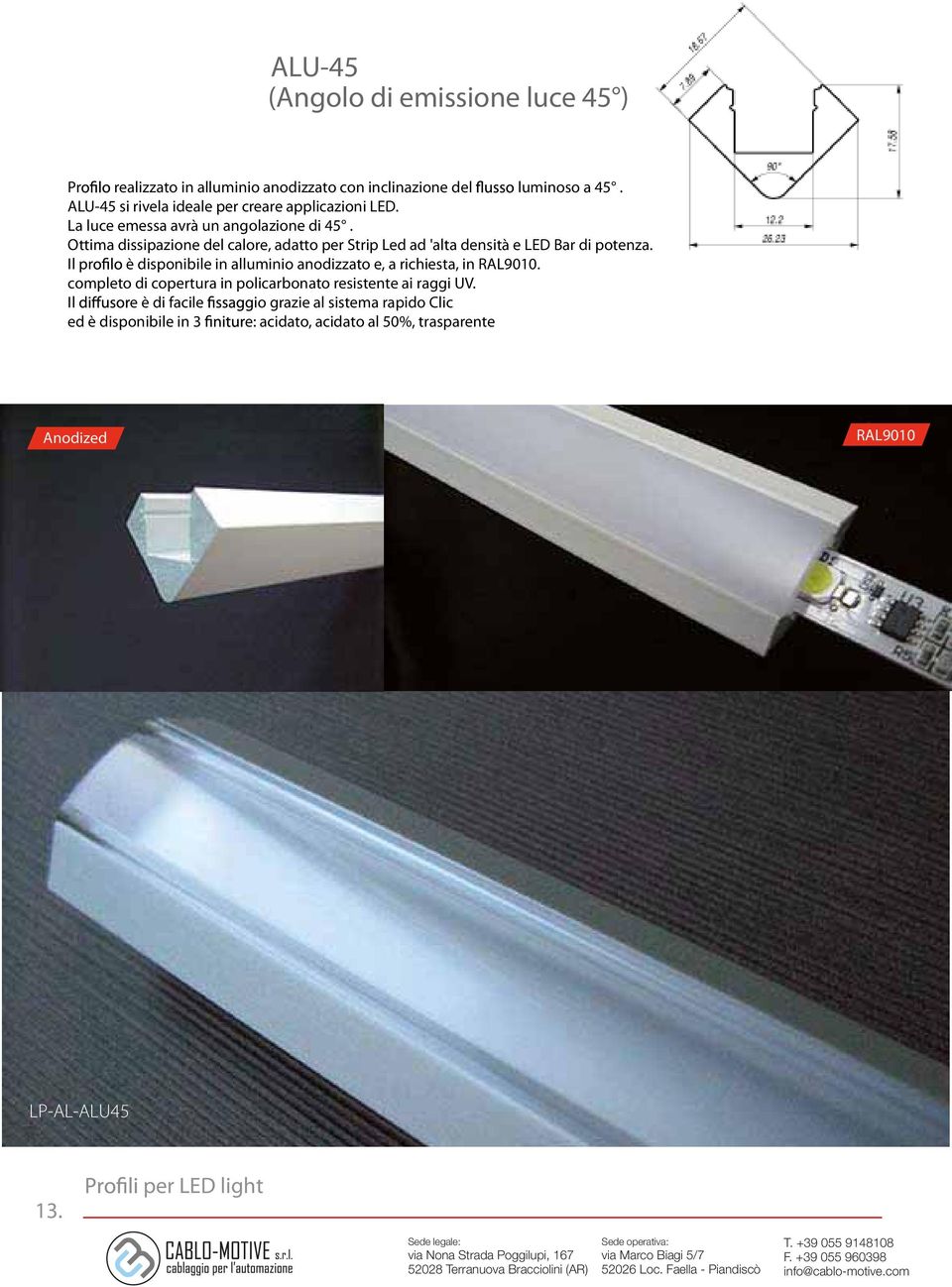 Ottima dissipazione del calore, adatto per Strip Led ad 'alta densità e LED Bar di potenza.