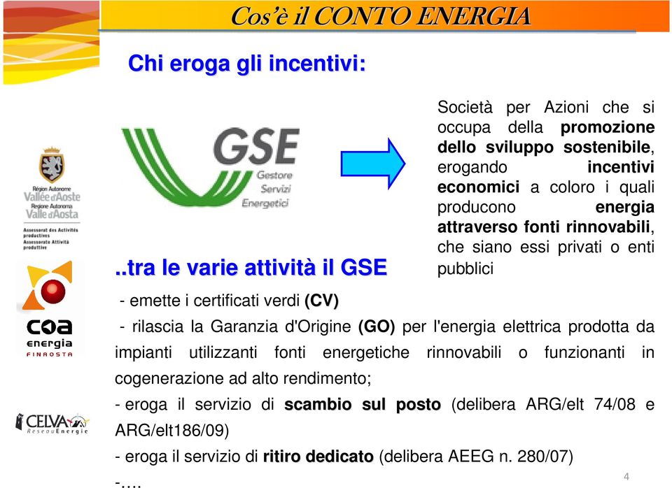 economici a coloro i quali producono energia attraverso fonti rinnovabili, che siano essi privati o enti pubblici - rilascia la Garanzia d'origine (GO) per