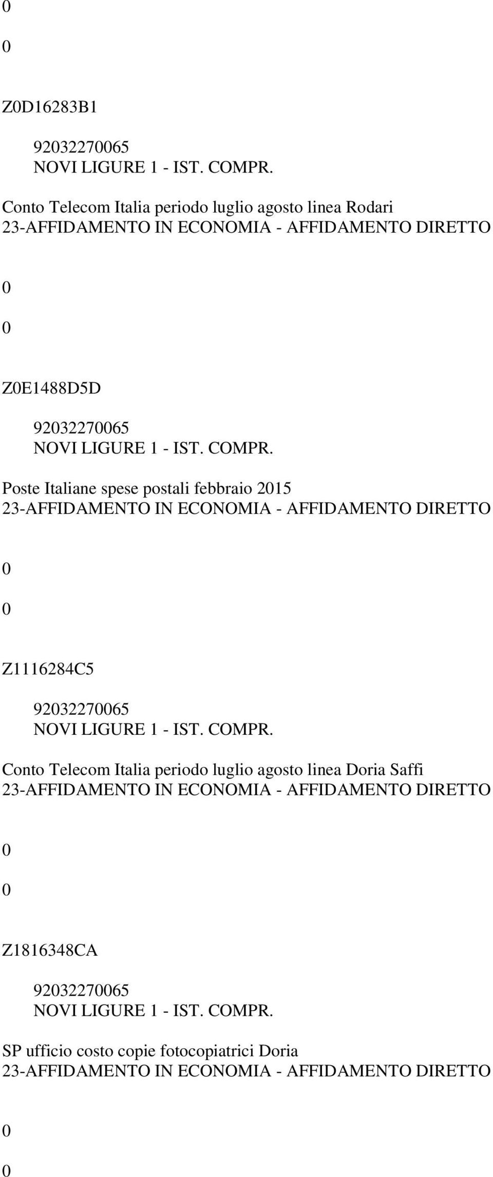 Z1116284C5 92322765 Conto Telecom Italia periodo luglio agosto linea