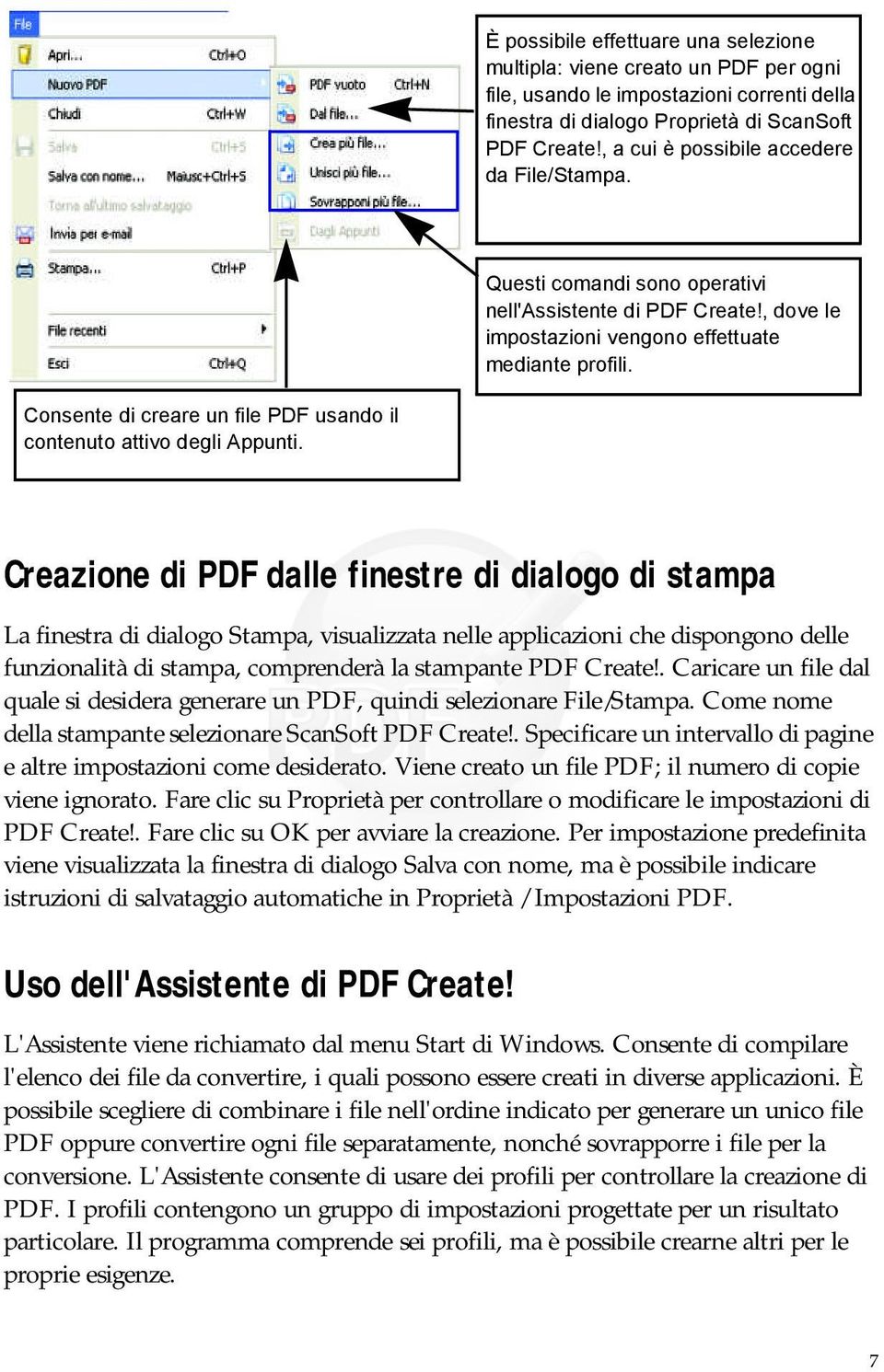 Consente di creare un file PDF usando il contenuto attivo degli Appunti.