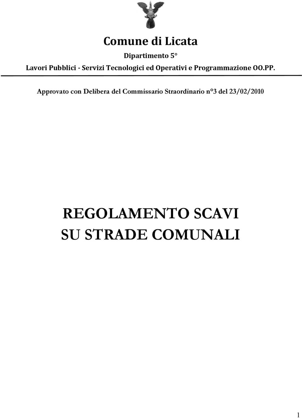 PP. Approvato con Delibera del Commissario