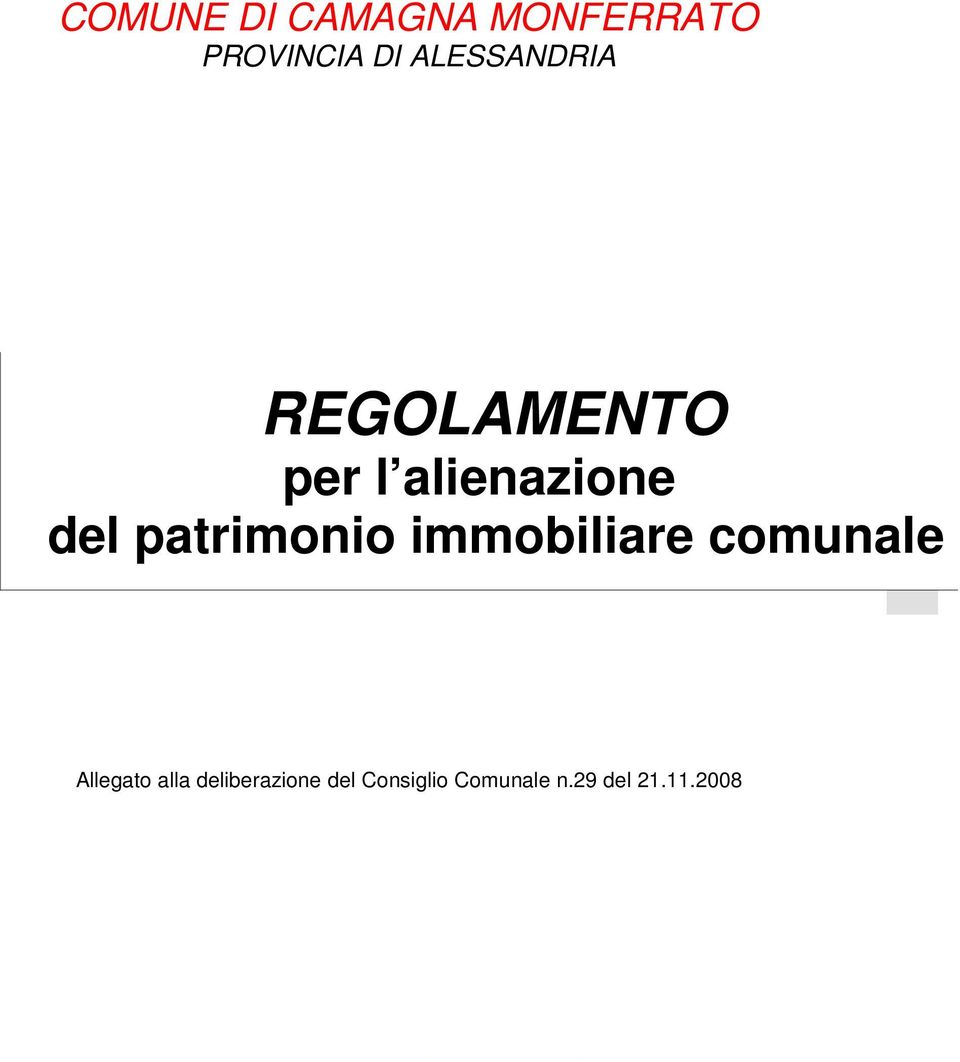 patrimonio immobiliare comunale Allegato alla