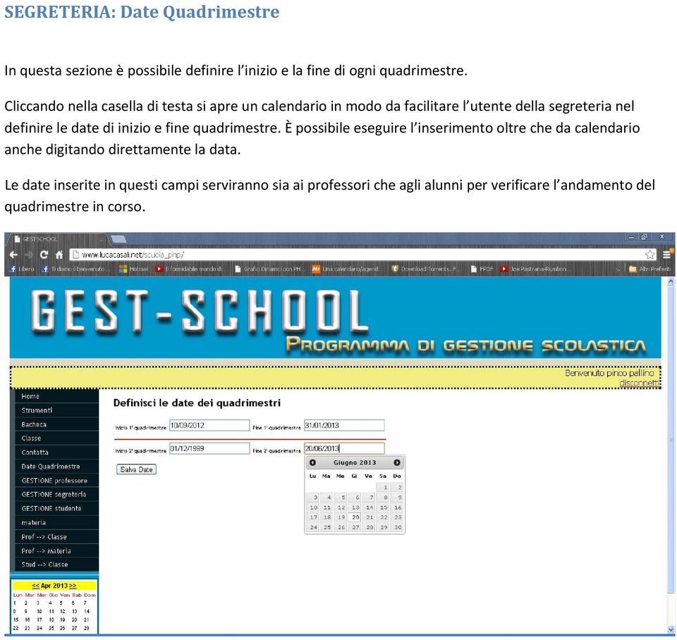 di inizio e fine quadrimestre.