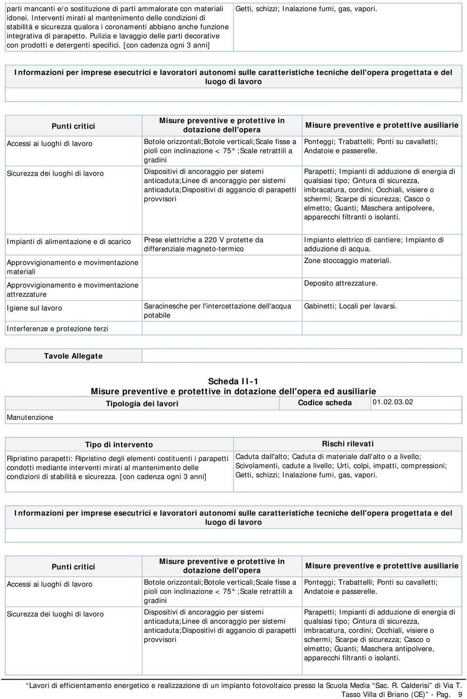 Pulizia e lavaggio delle parti decorative con prodotti e detergenti specifici. [con cadenza ogni 3 anni] Getti, schizzi; Inalazione fumi, gas, vapori.