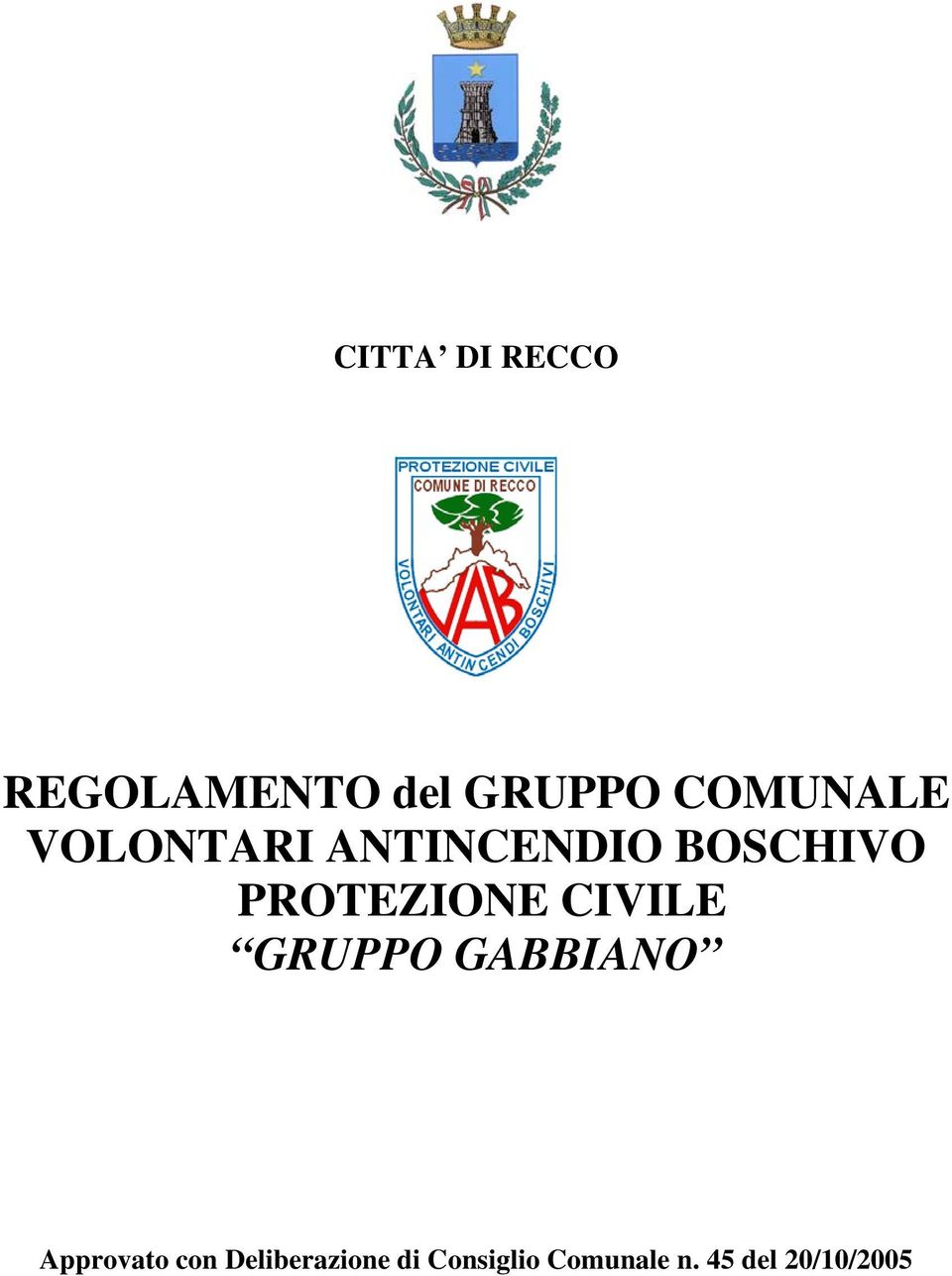 PROTEZIONE CIVILE GRUPPO GABBIANO Approvato