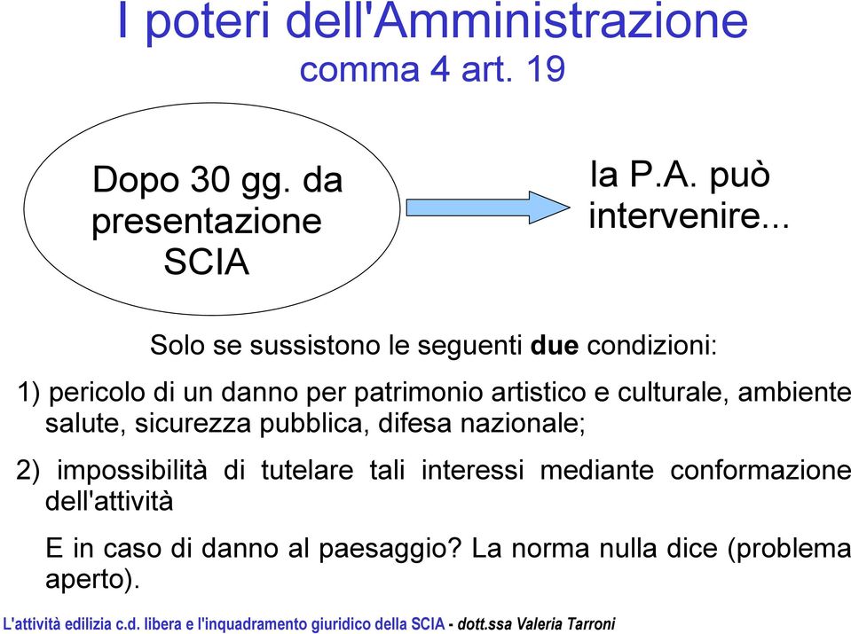 culturale, ambiente salute, sicurezza pubblica, difesa nazionale; 2) impossibilità di tutelare tali