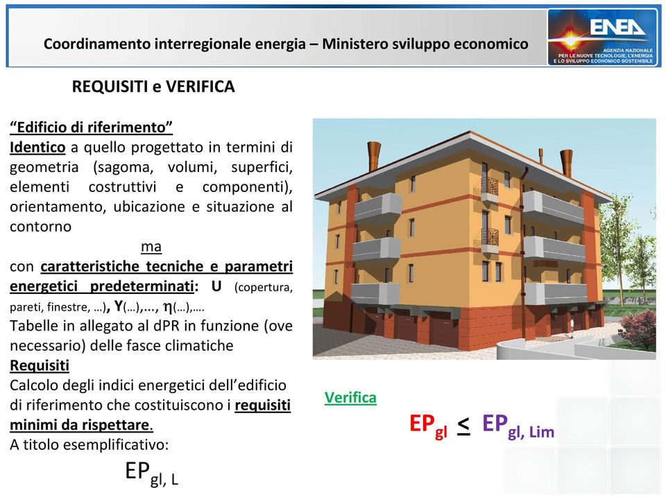 energetici predeterminati: U (copertura, pareti, finestre, ), Y( ),, η( ),.