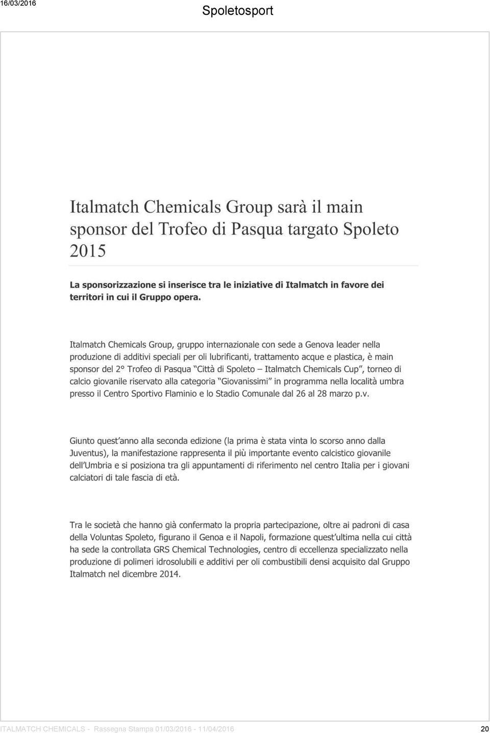 ITALMATCH CHEMICALS -