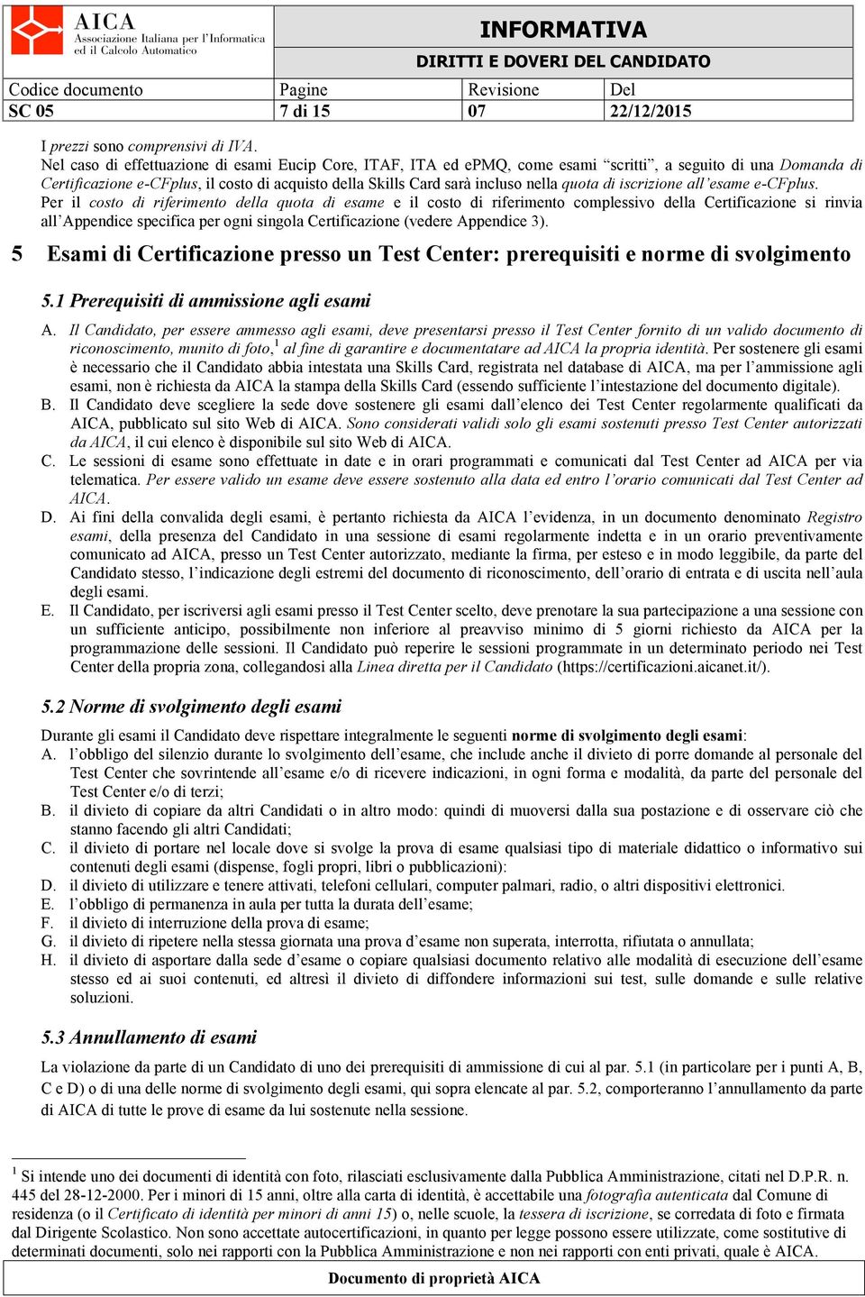 quota di iscrizione all esame e-cfplus.