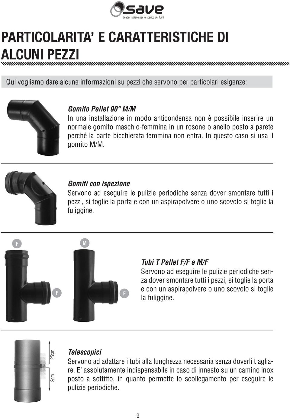 Gomiti con ispezione Servono ad eseguire le pulizie periodiche senza dover smontare tutti i pezzi, si toglie la porta e con un aspirapolvere o uno scovolo si toglie la fuliggine.