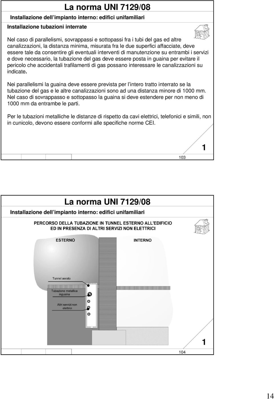 che accidentali trafilamenti di gas possano interessare le canalizzazioni su indicate.