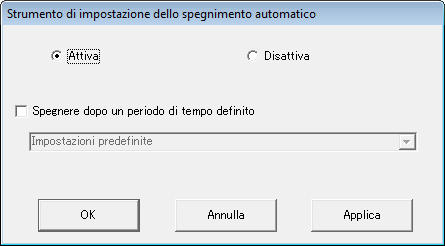 [Modalità operativa] (1) Auto Power OFF CTL.exe 1) Impostazione dalla schermata delle impostazioni avanzate Si visualizza la seguente schermata delle impostazioni avanzate.