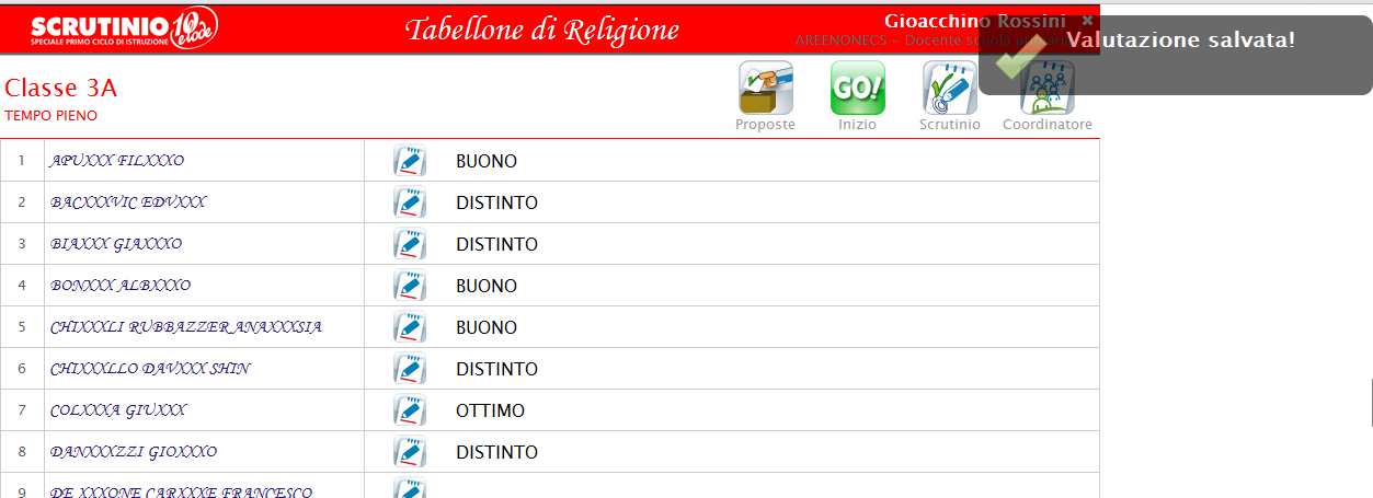 3.1. Proposte di voto: Religione e alternativa Religione e Materia Alternativa avranno un icona diversa. Gialla per la prima, rosa per la seconda.