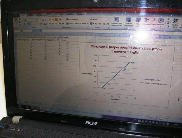 I dati registrati in tabella sono stati riportati su un foglio di calcolo.