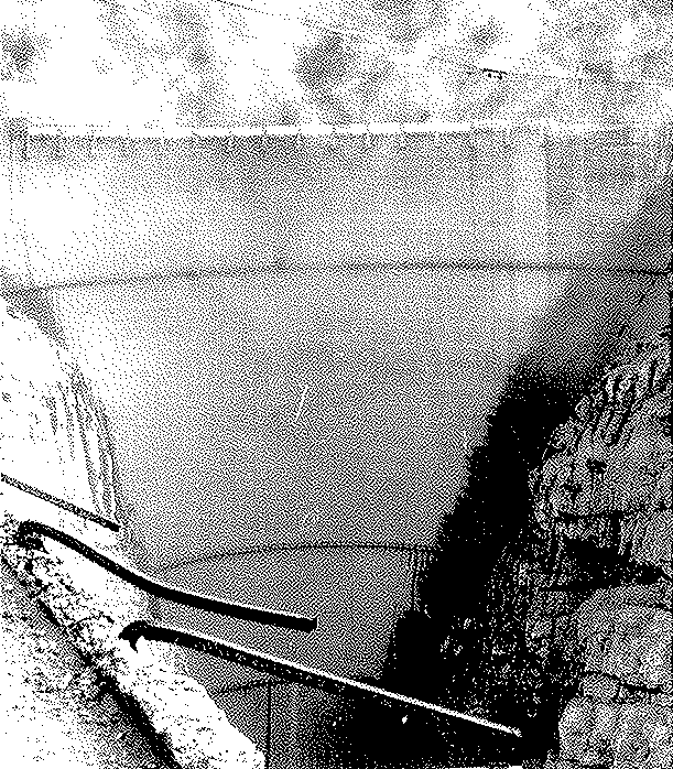 La diga vista da valle; a monte della diga è visibile l'ammasso di frana precipitato nel bacino. (P. F. Barnaba, dic.