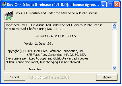 2. Setup Per installare e configurare DevC++ 4.9.8.10 è necessario: 1. installare DevC++ versione 4.9.8.0 mediante doppio clic sul file devcpp4980.exe; 2. installare l aggiornamento versione 4.9.8.10 mediante doppio clic sul file devcpp49810.