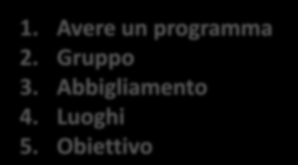 Consigli pratici 1. Avere un programma 2.