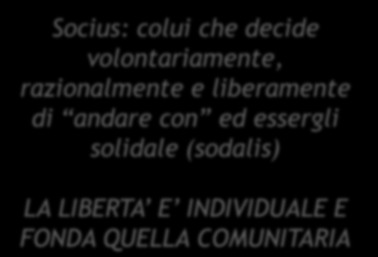 l evoluzione della specie umana rispetto ai nostri COMUNITA communitas SOCIETA societas Munus: dono e obbligo di ognuno nei confronti dell altro com: introduce la reciprocità LA LIBERTA E DATA