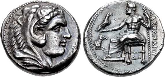 Busto di Demostene, Parigi, Louvre (da Wikipedia) Un altra moneta famosa nella sua epoca: la Tetradracma di Alessandro Magno, 336-323 a.c., in argento, 26 mm., 17,36 g.