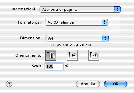STAMPA DA COMPUTER MAC OS X 27 PER IMPOSTARE LE OPZIONI E STAMPARE DA MAC OS X 1 Aprire un file e selezionare Formato di stampa (o Imposta pagina) dal menu File (o Archivio) dell applicazione.