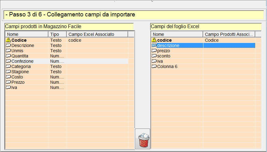 Freccia avanti Tenendo premuto il tasto sinistro del mouse selezionare e trascinare le informazioni visualizzate sulla parte destra dello schermo sulle rispettive