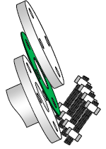 Raccordi NON RAPIDI Raccordo FLANGIA Raccordo a collegamento non rapido mediante accoppiamento di due flange con bulloni e guarnizione Attacco molto comune.