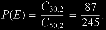 Un sacchetto contiene 50 palline, 20 bianche e 30 rosse. Calcolare la probabilità che, estraendo contemporaneamente due palline, esse siano entrambe rosse.