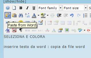 word Seleziona il testo da copiare Click su icona cartella gialla con W ( paste