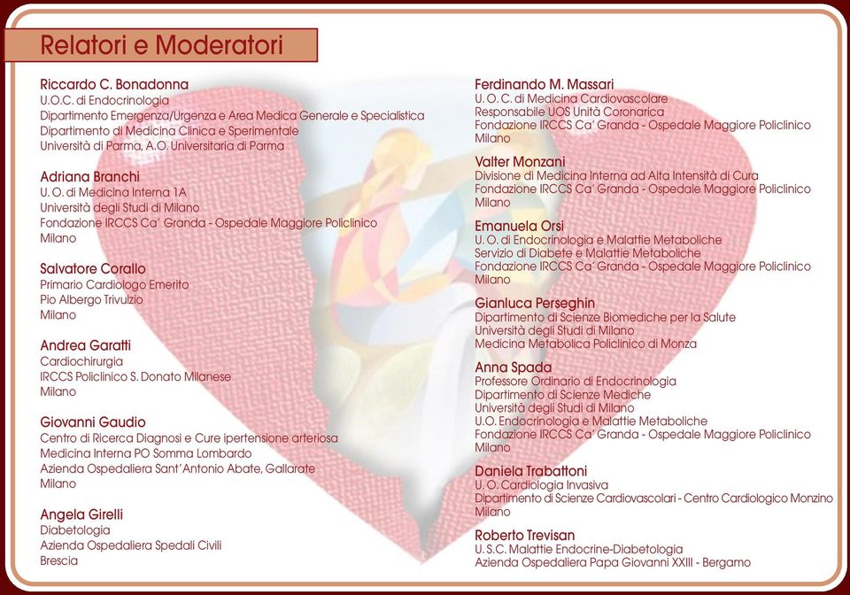 di Medicina Interna 1A Università degli Studi di Salvatore Corallo Primario Cardiologo Emerito Pio Albergo Trivulzio Andrea Garatti Cardiochirurgia IRCCS Policlinico S.