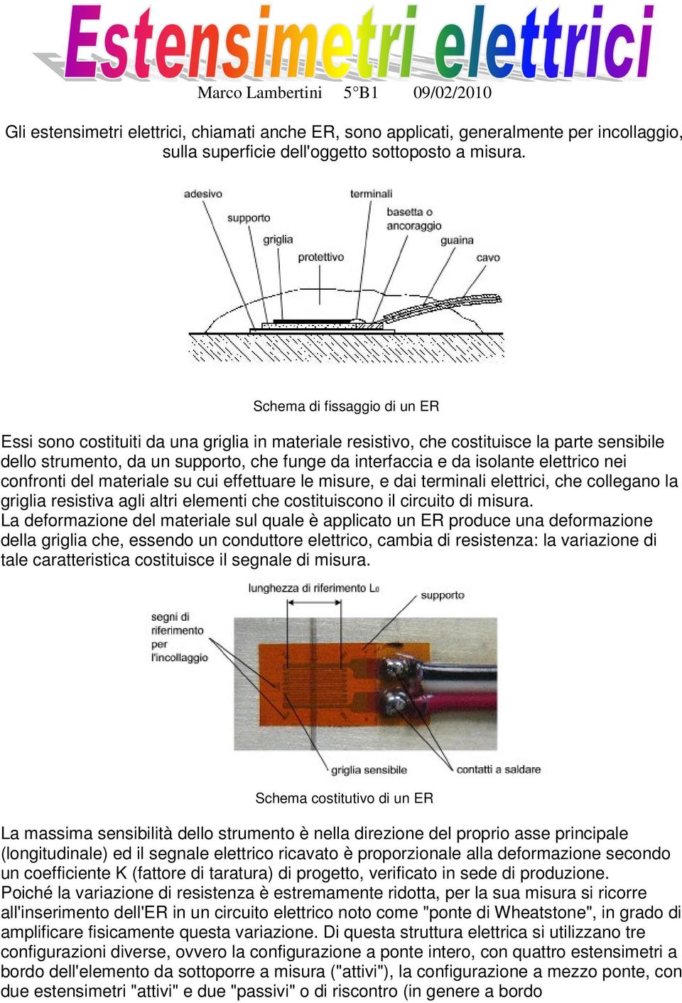 elettrico nei confronti del materiale su cui effettuare le misure, e dai terminali elettrici, che collegano la griglia resistiva agli altri elementi che costituiscono il circuito di misura.