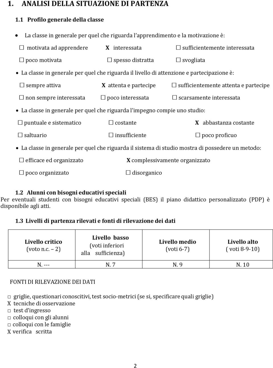 distratta svogliata La classe in generale per quel che riguarda il livello di attenzione e partecipazione è: sempre attiva X attenta e partecipe sufficientemente attenta e partecipe non sempre