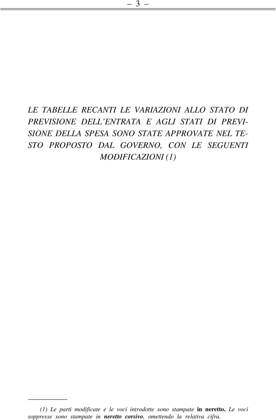 SEGUENTI MODIFICAZIONI (1) (1) Le parti modificate e le voci introdotte sono stampate in