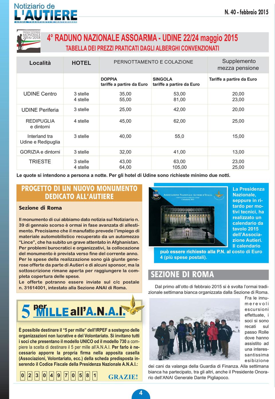 dintorni Interland tra Udine e Redipuglia 4 stelle 45,00 62,00 25,00 3 stelle 40,00 55,0 15,00 GORIZIA e dintorni 3 stelle 32,00 41,00 13,00 TRIESTE 3 stelle 4 stelle 43,00 64,00 63,00 105,00 Le