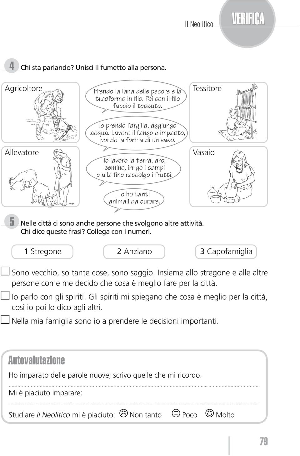 Vasaio Io ho tanti animali da curare. 5 Nelle città ci sono anche persone che svolgono altre attività. Chi dice queste frasi? Collega con i numeri.