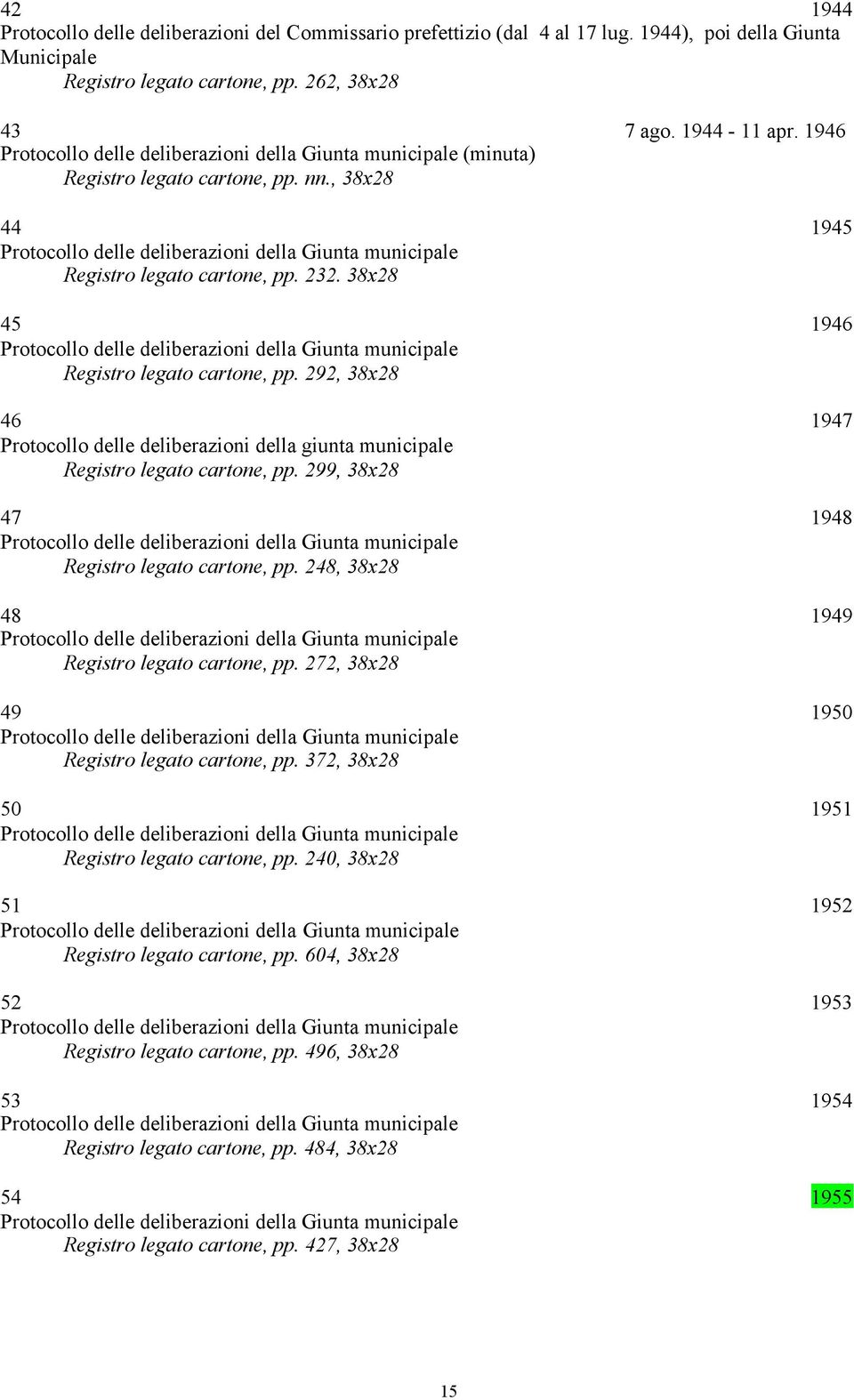 232. 38x28 45 1946 Protocollo delle deliberazioni della Giunta municipale Registro legato cartone, pp.