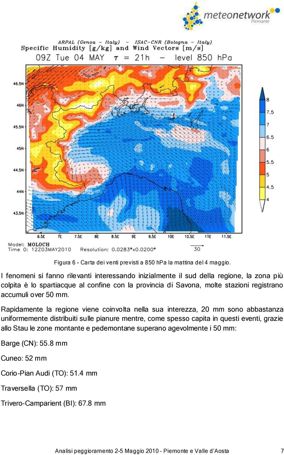 registrano accumuli over 50 mm.