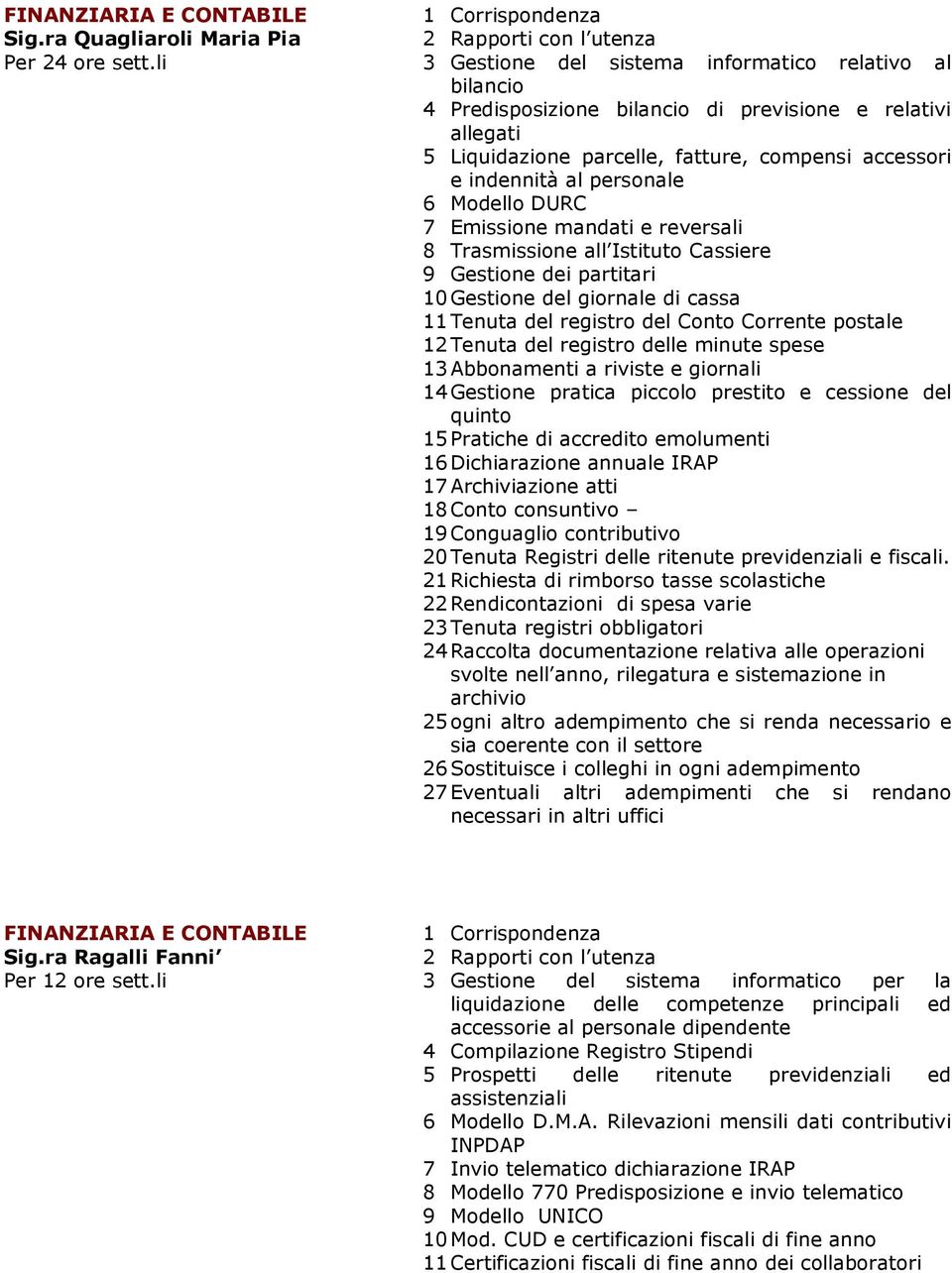 compensi accessori e indennità al personale 6 Modello DURC 7 Emissione mandati e reversali 8 Trasmissione all Istituto Cassiere 9 Gestione dei partitari 10 Gestione del giornale di cassa 11 Tenuta