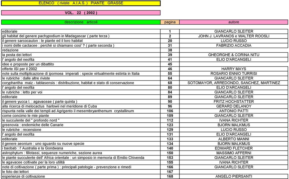 ( parte seconda ) 31 FABRIZIO ACCADIA redazione 38 la posta dei lettori 39 GHEORGHE & CORINA NITU l' angolo del neofita 41 ELIO D'ARCANGELI idee e proposte per un dibattito 45 offerte ISI per il 2002